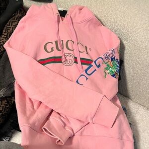 Gucci Pink Hoodie with Logo and Sleeve Design